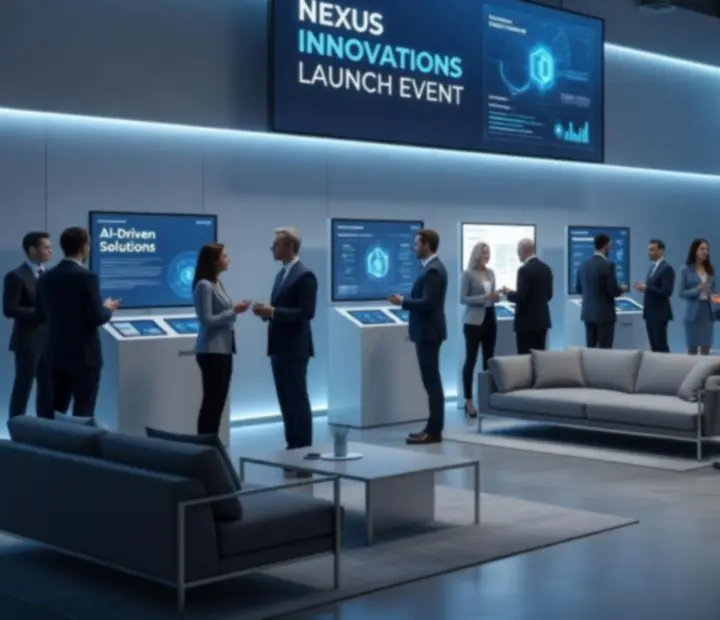 Technologická launch party s projekcemi a networkingovými zónami